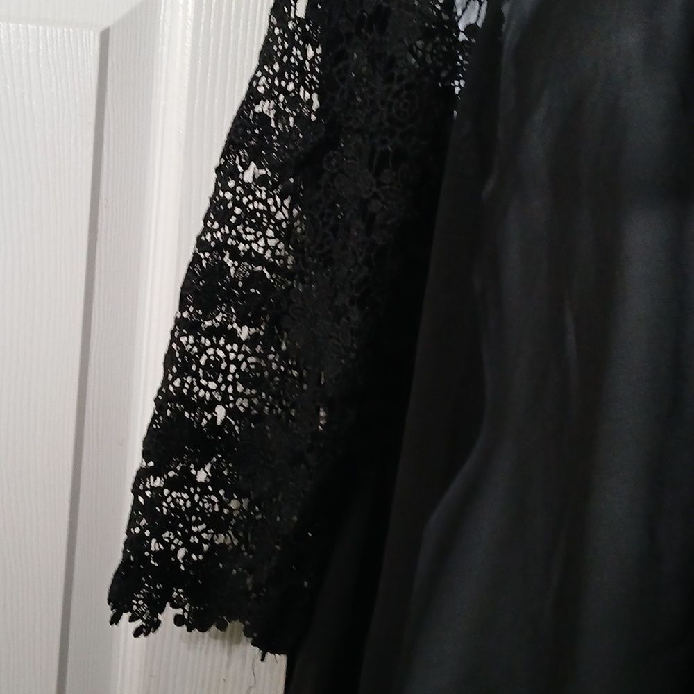 Lace and sheer black blouse  date night ,party  Sz L EUC - Picture 3 of 5